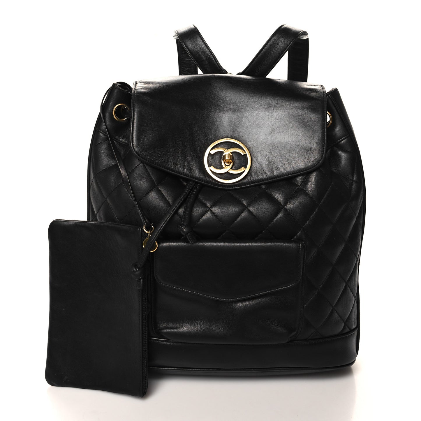 Lambskin Quilted CC Backpack Black