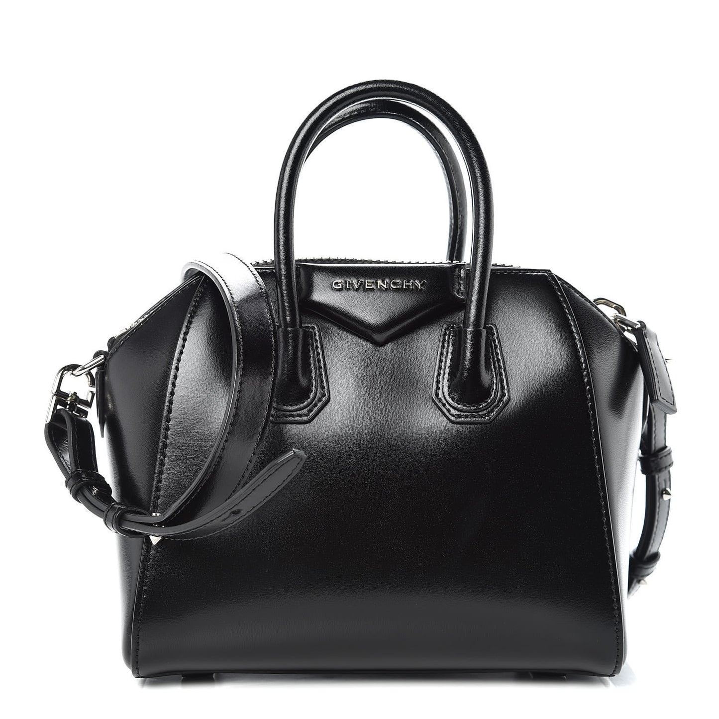 Shiny Lord Calfskin Mini Antigona Black