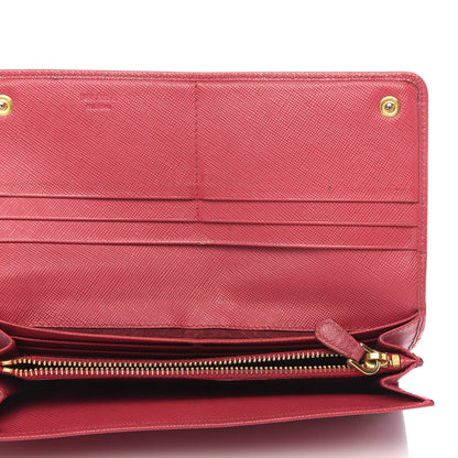Prada Saffiano Metal Continental Flap Wallet Fuoco 5 of 8