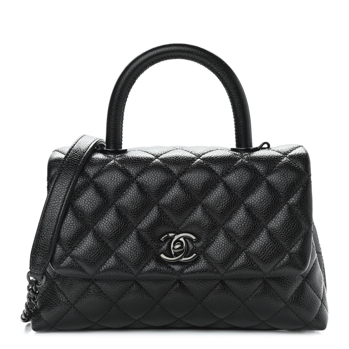 Caviar Quilted Mini Coco Handle Flap So Black