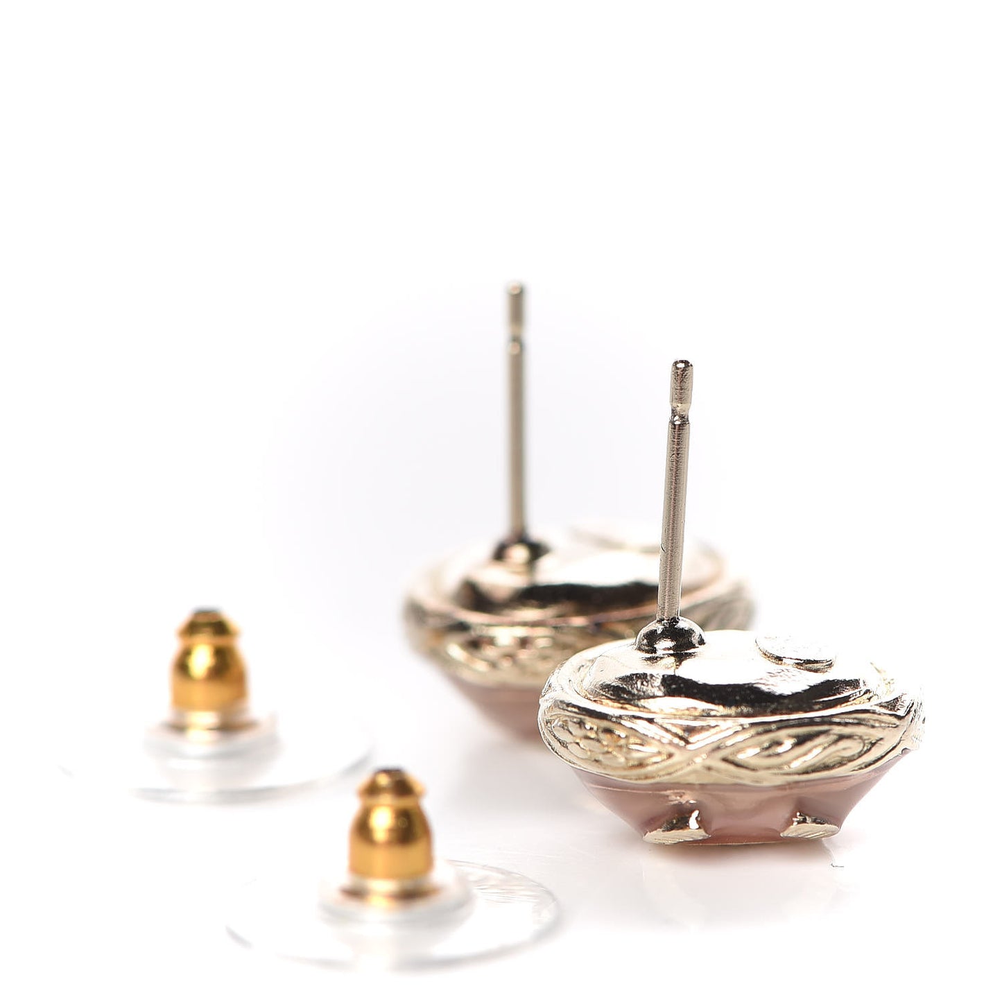 Enamel CC Earrings Pink Gold