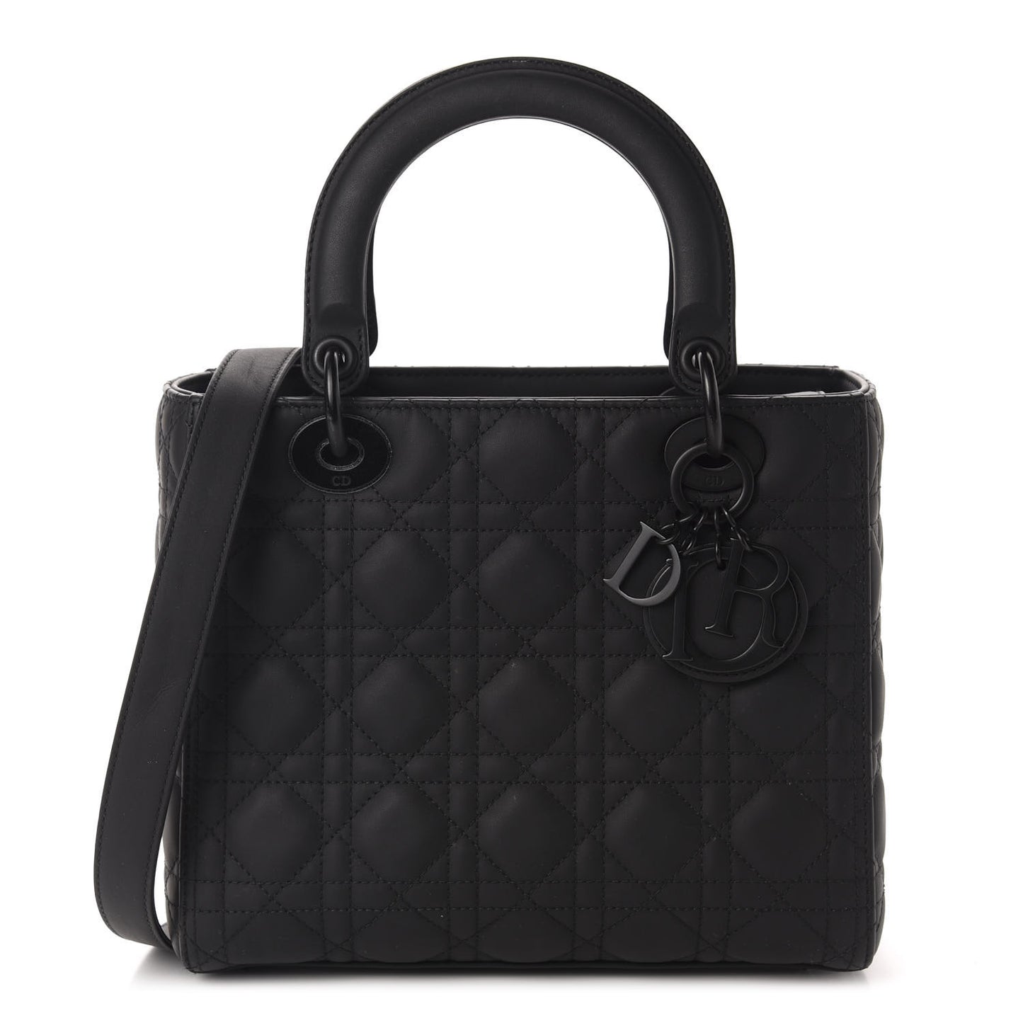 Ultra Matte Calfskin Cannage Medium Lady Dior Black