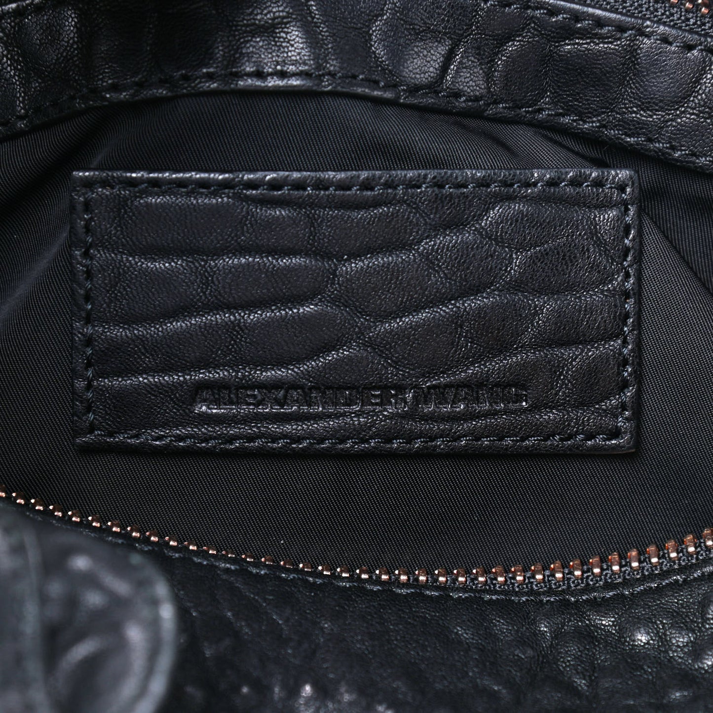 Pebbled Lambskin Rocco Black Rose Gold Hardware