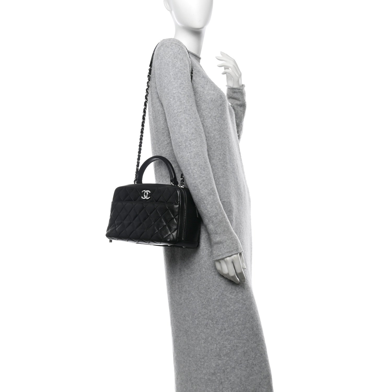Chanel Lambskin Quilted Medium Trendy CC Bowling Bag Black 2 of 10