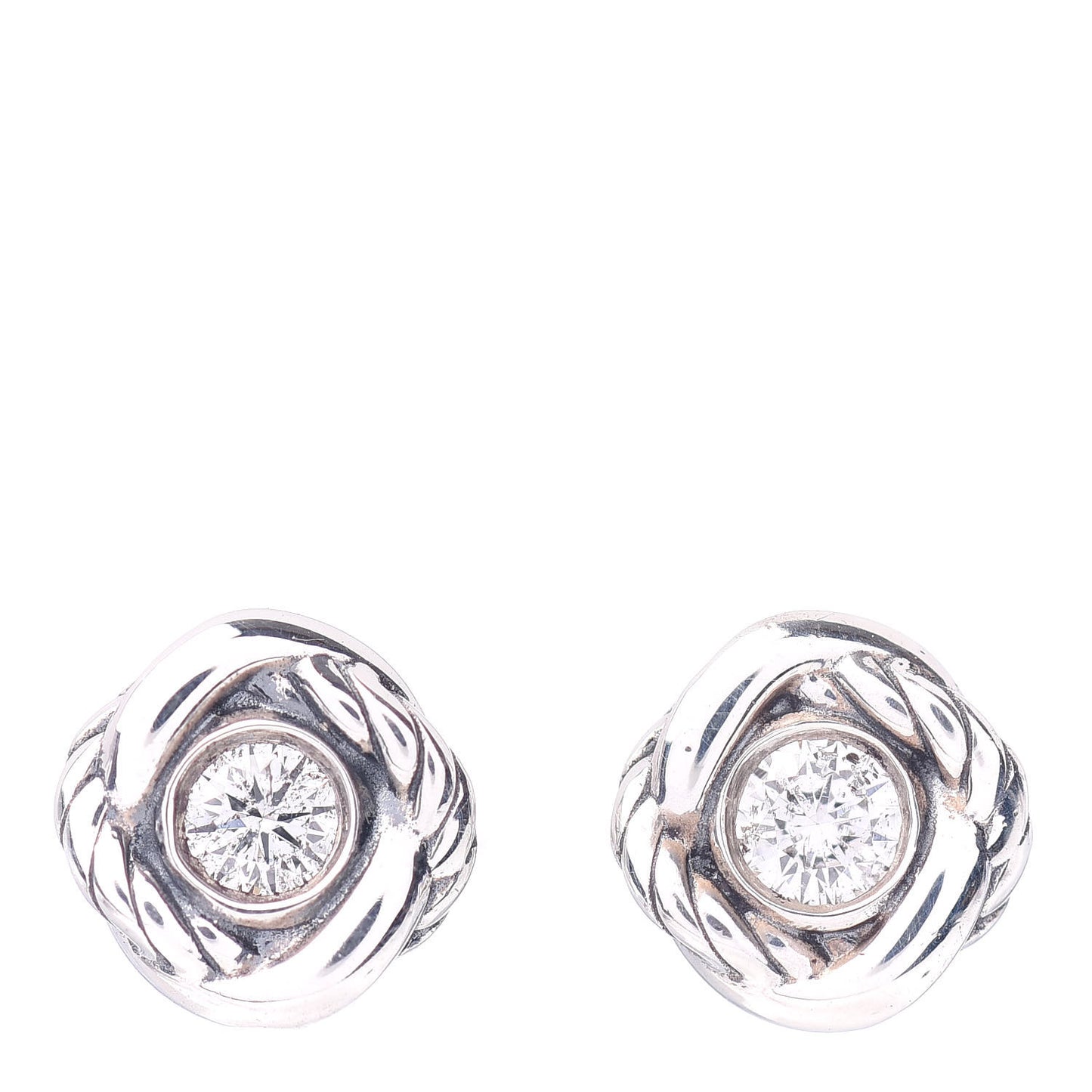 Sterling Silver Diamond 7mm Infinity Stud Earrings