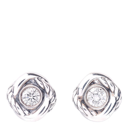 David Yurman Sterling Silver Diamond 7mm Infinity Stud Earrings 1 of 4