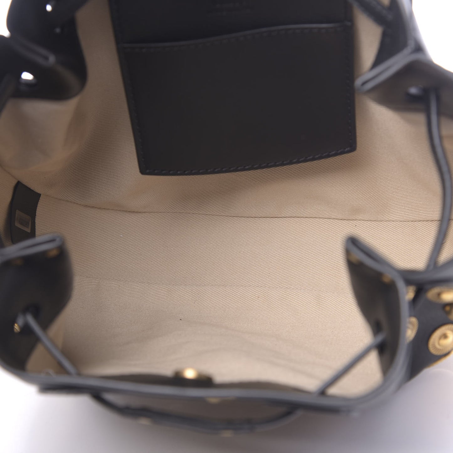 Lambskin Studded Small Inez Drawstring Bag Black