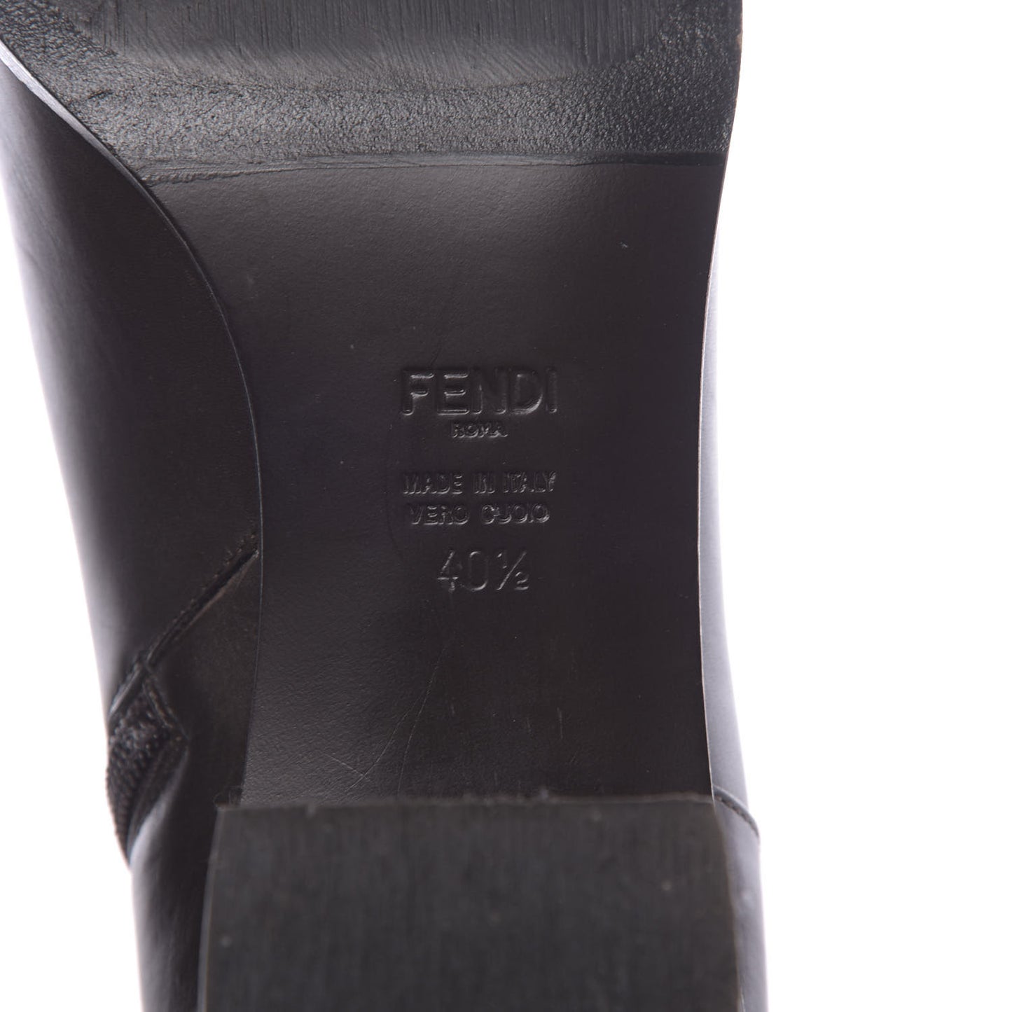 Calfskin Square Heel Short Booties 40.5 Black