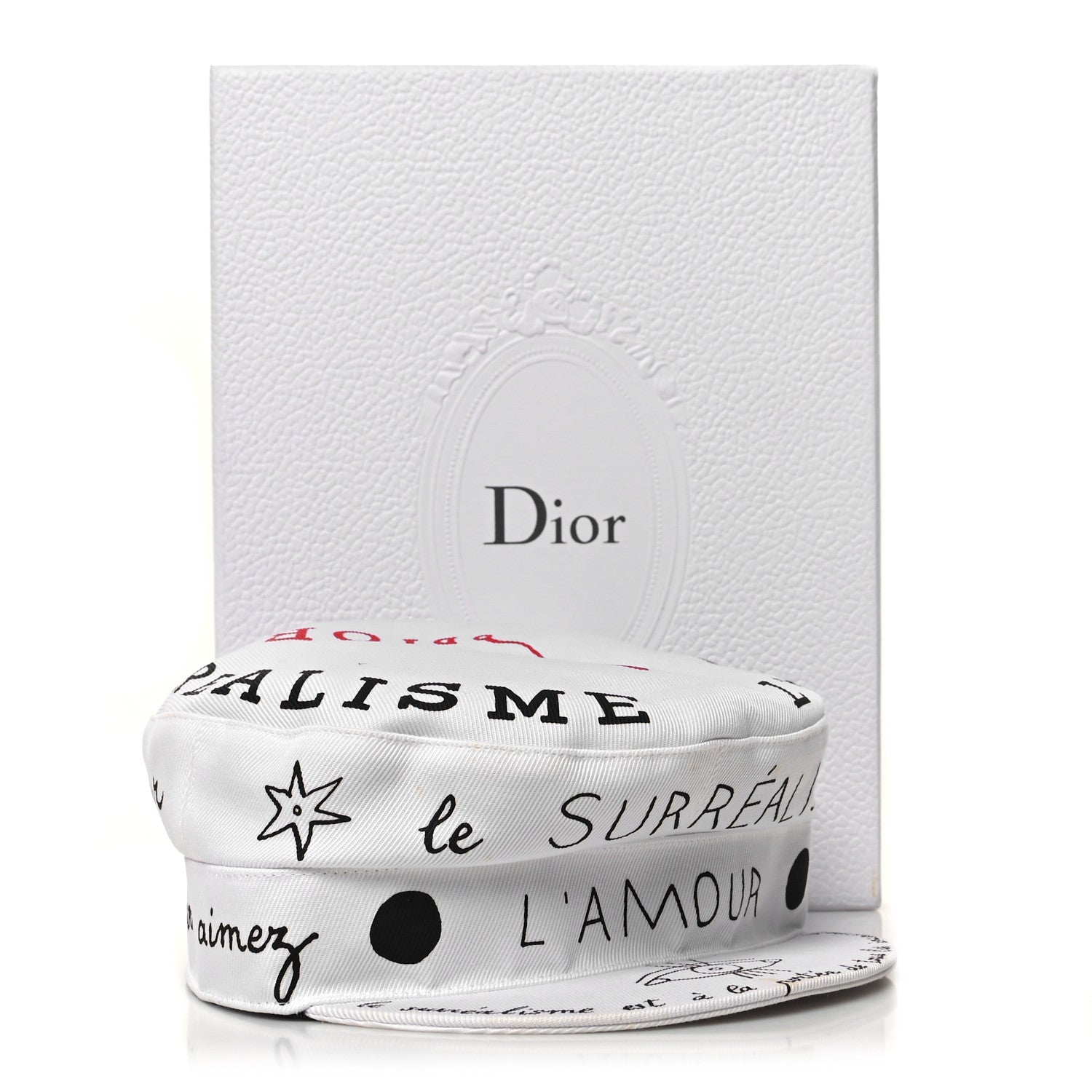 Christian Dior Canvas Printed Daydream Words Cap Hat 57 White 10 of 10