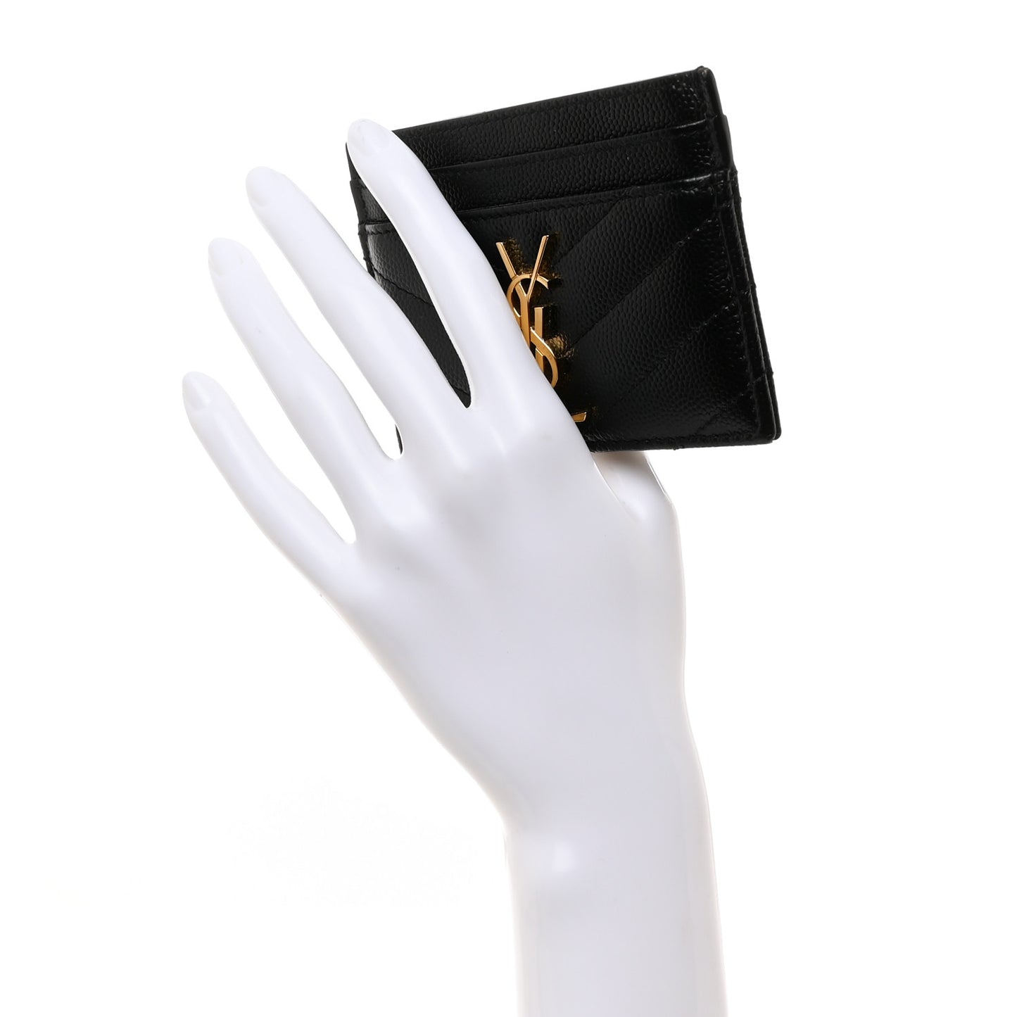 Grain De Poudre Matelasse Chevron Monogram Credit Card Case Black