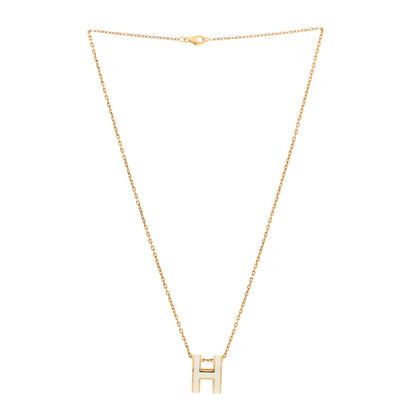 Hermes Lacquered Gold Pop H Pendant Necklace White 3 of 6