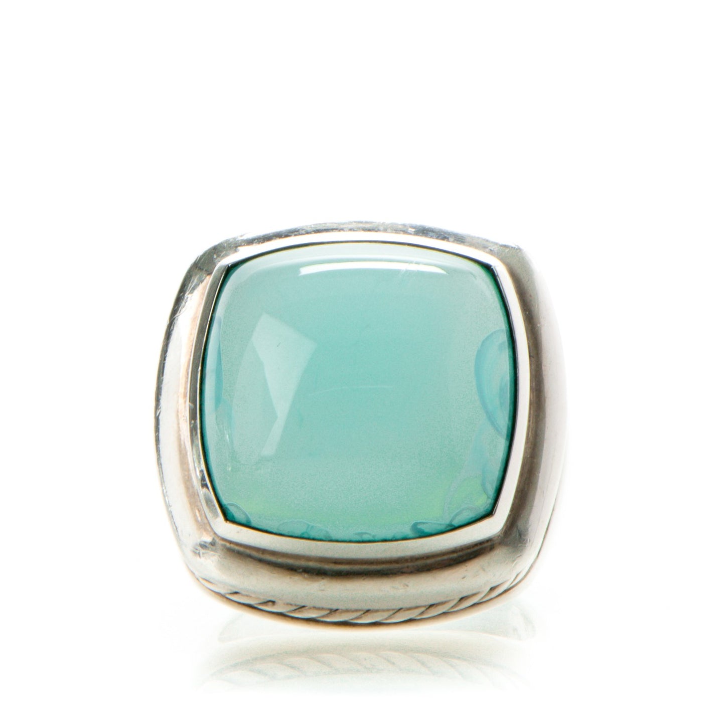 Sterling Silver Aqua Chalcedony 17mm Albion Statement Ring 52 6