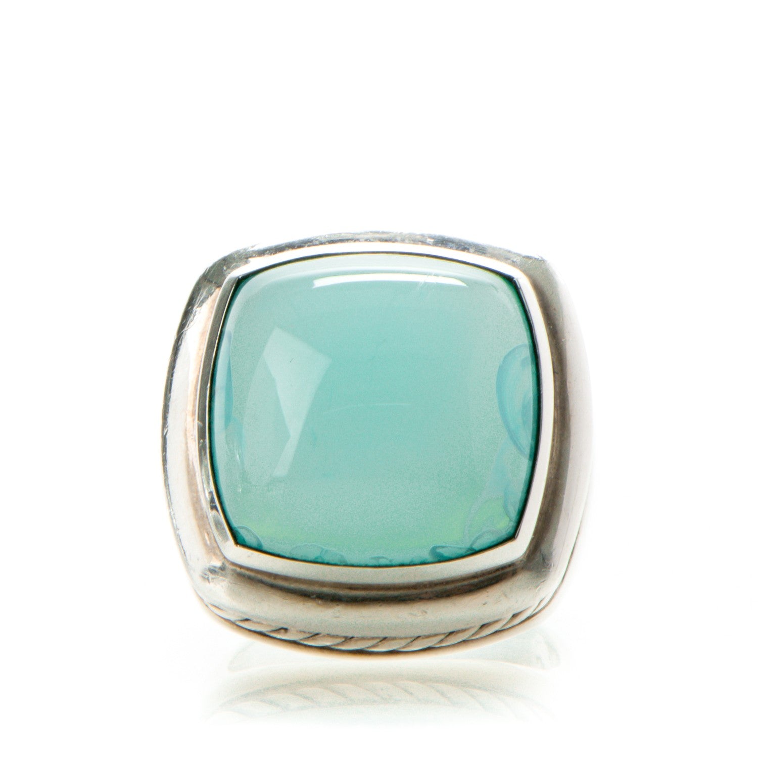 David Yurman Sterling Silver Aqua Chalcedony 17mm Albion Statement Ring 52 6 1 of 5