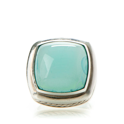 David Yurman Sterling Silver Aqua Chalcedony 17mm Albion Statement Ring 52 6 1 of 5