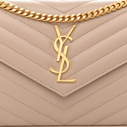 Saint Laurent Grain De Poudre Matelasse Chevron Monogram Chain Wallet Deep Beige 8 of 11