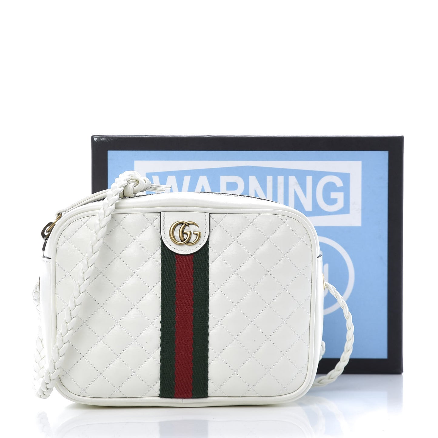 Calfskin Web Trapuntata Mini Shoulder Bag Off White