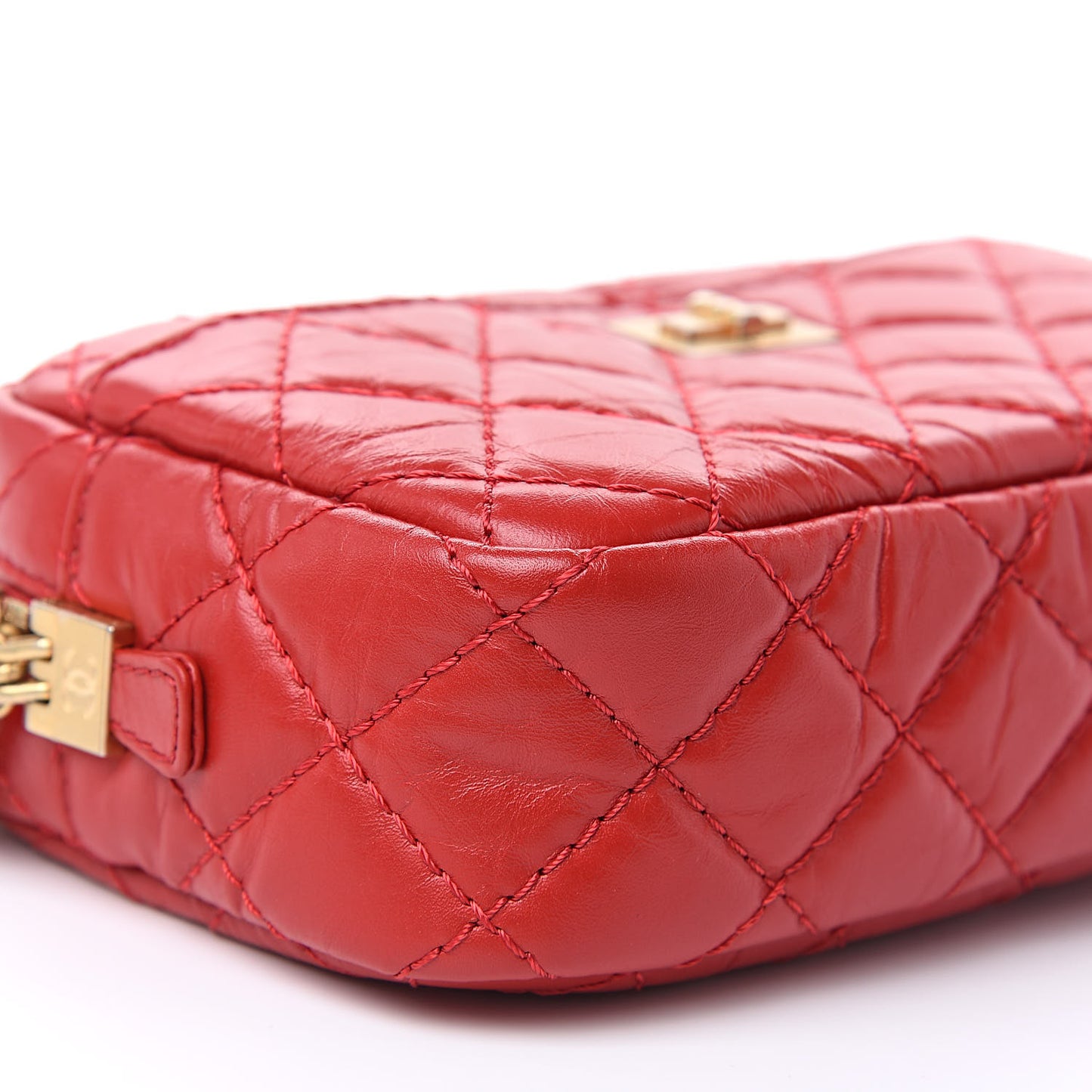 Aged Calfskin Quilted Mini Reissue Camera Case Red