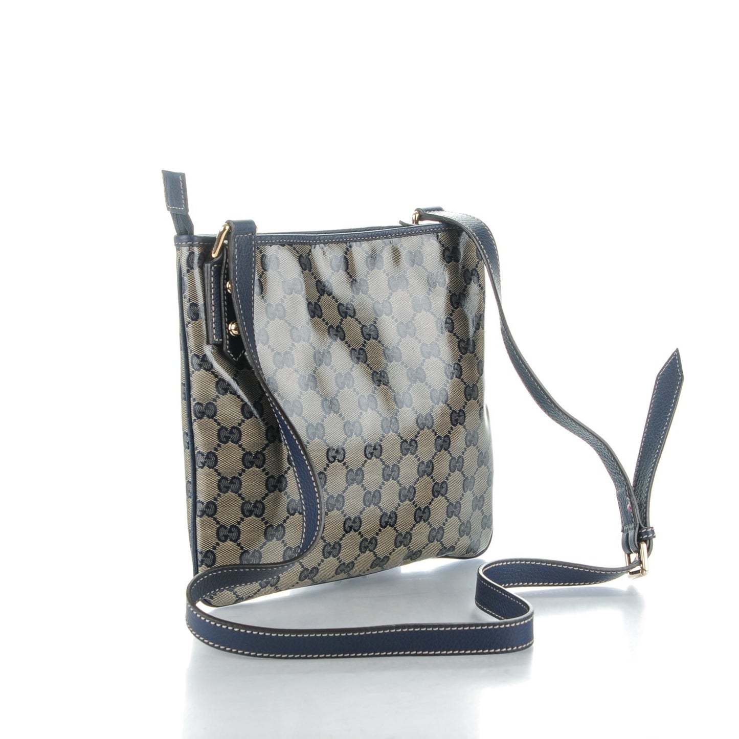 Crystal Monogram Flat Messenger Bag Navy