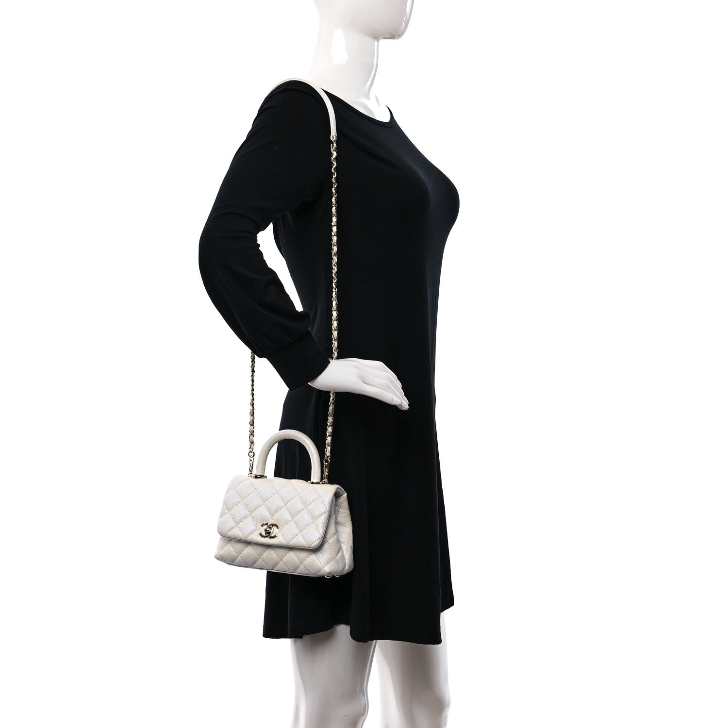 Chanel Iridescent Caviar Quilted Extra Mini Coco Handle Flap White 2 of 9