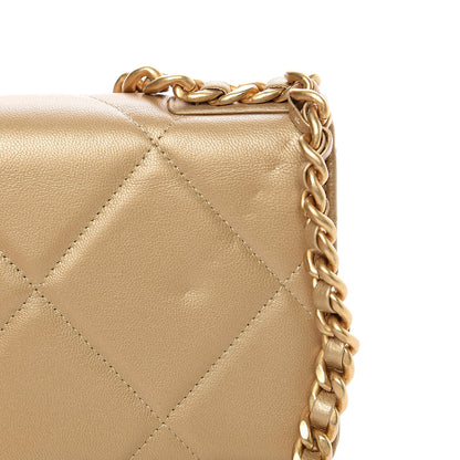Chanel Metallic Goatskin Quilted 19 Wallet On Chain WOC Gold 11 of 13