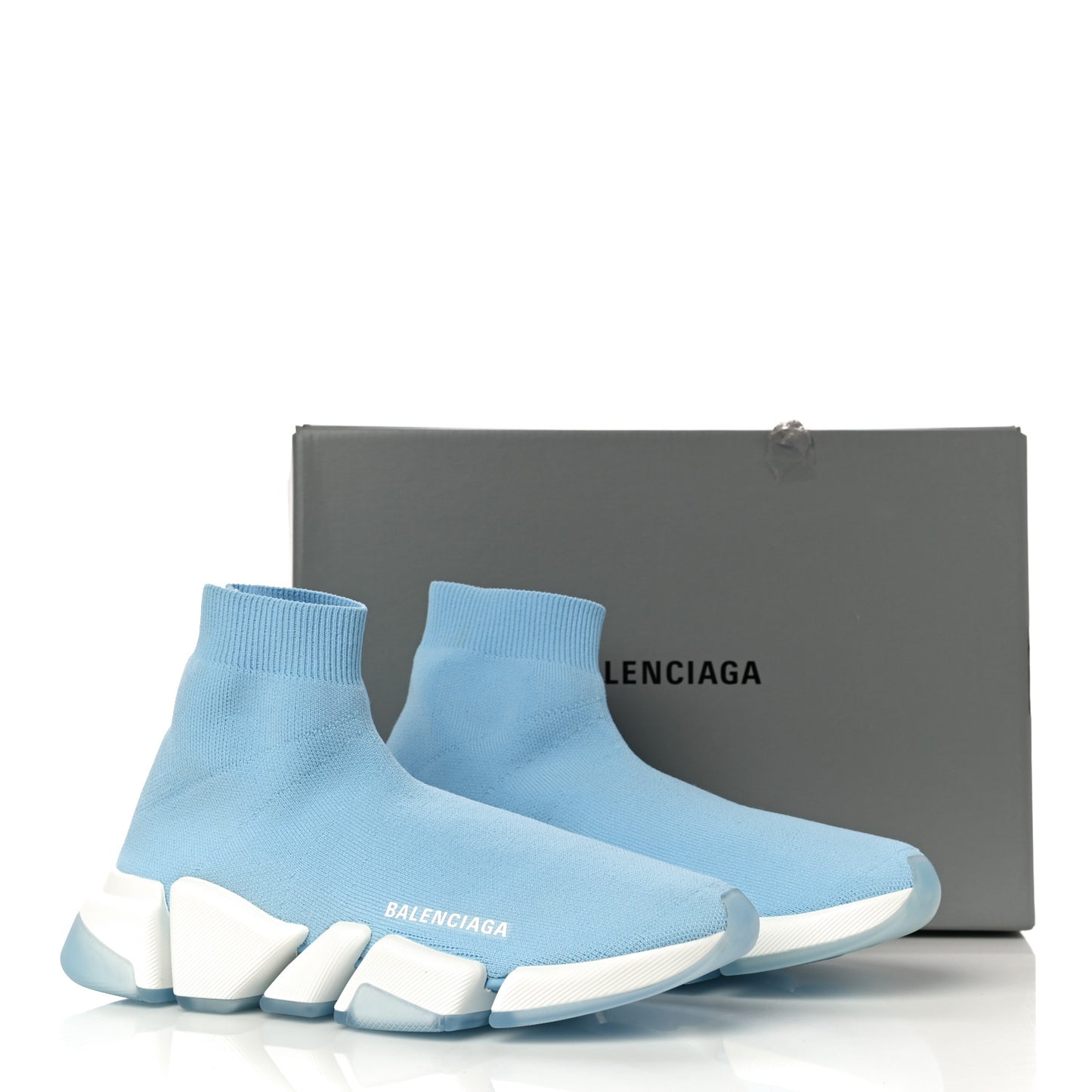 Technical 3D Recycled Knit Bi-Color Womens Speed 2.0 Transparent Sole Sneakers 39 Blue White Transparent Blue