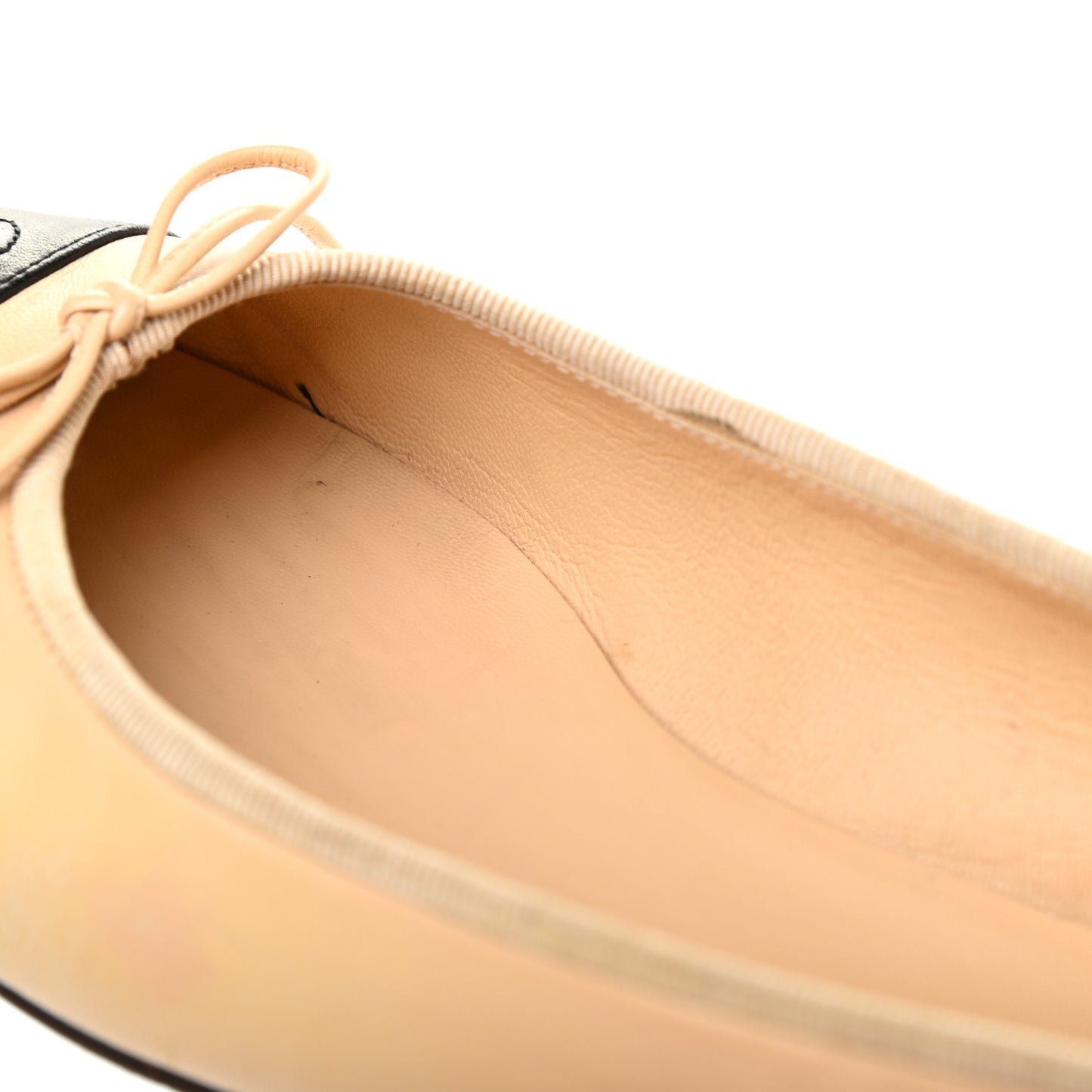 Lambskin Cap Toe CC Ballerina Flats 39 Beige Black