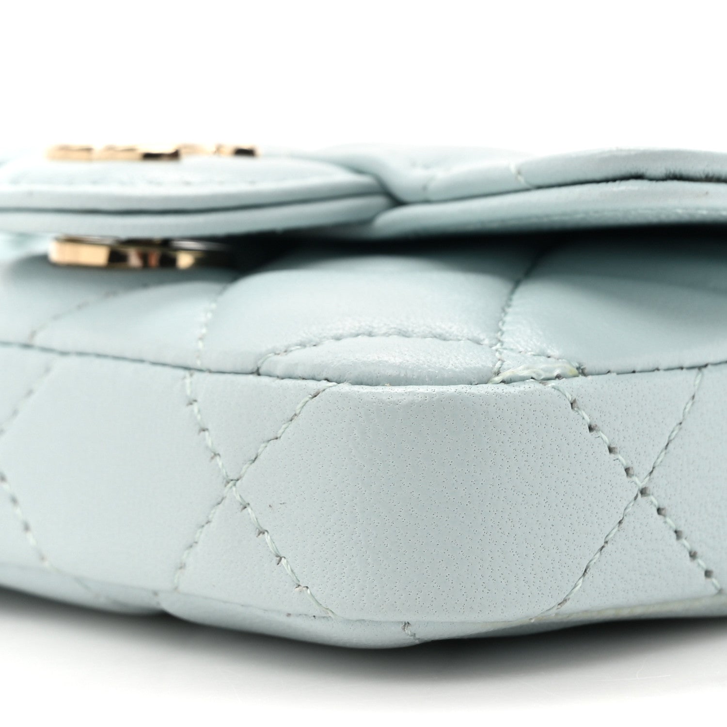Chanel Lambskin Quilted Flap Bow Chain Waist Bag Light Blue 9 of 11