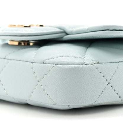 Chanel Lambskin Quilted Flap Bow Chain Waist Bag Light Blue 9 of 11