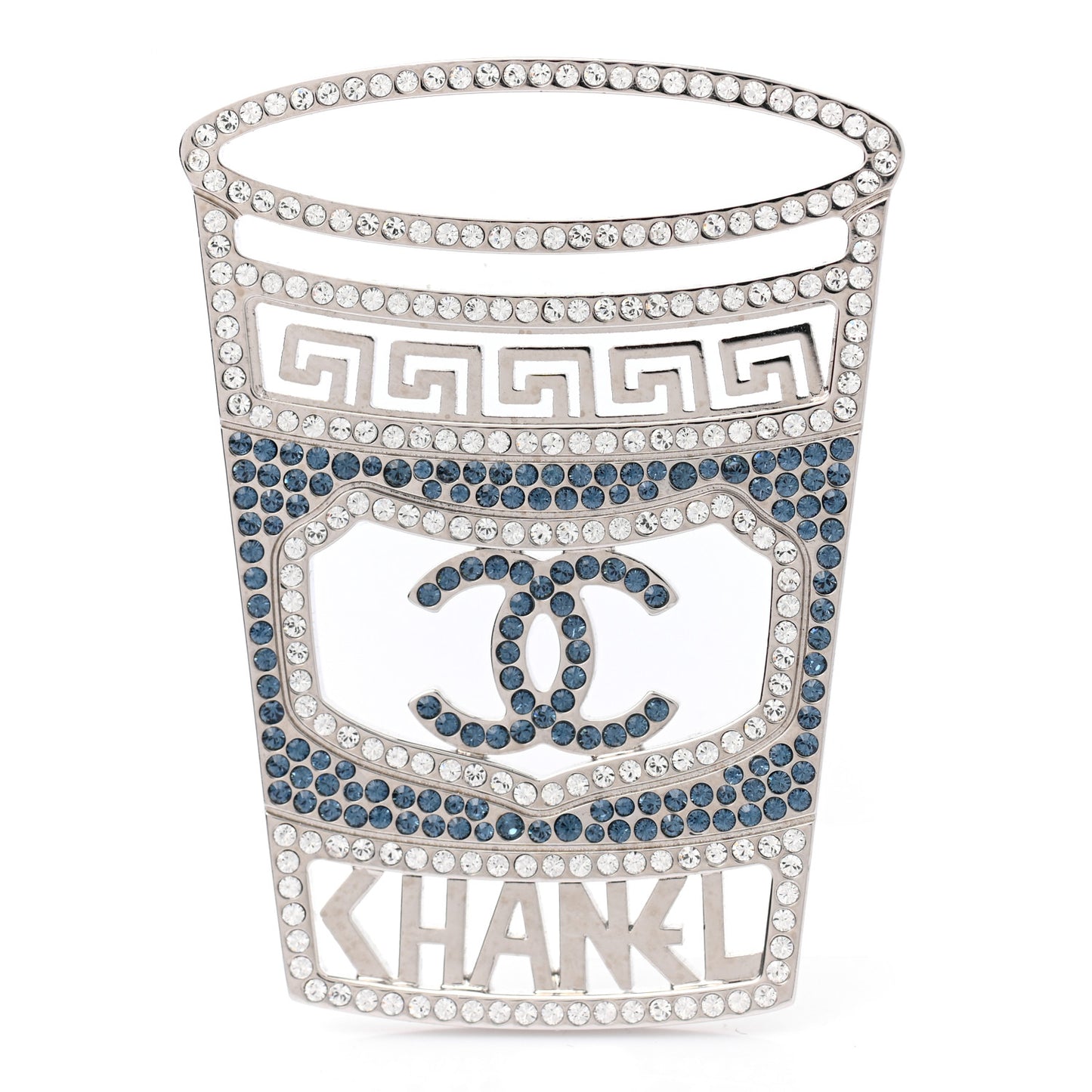 Crystal CC Greek Cup Brooch Silver Blue