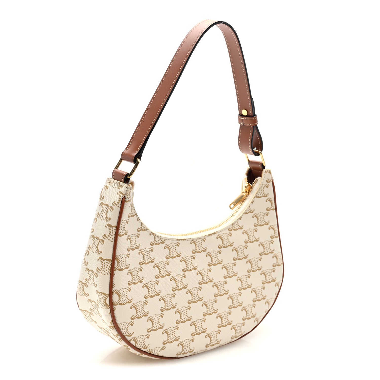 Celine Canvas Calfskin Ava Triomphe Shoulder Bag White 3 of 9