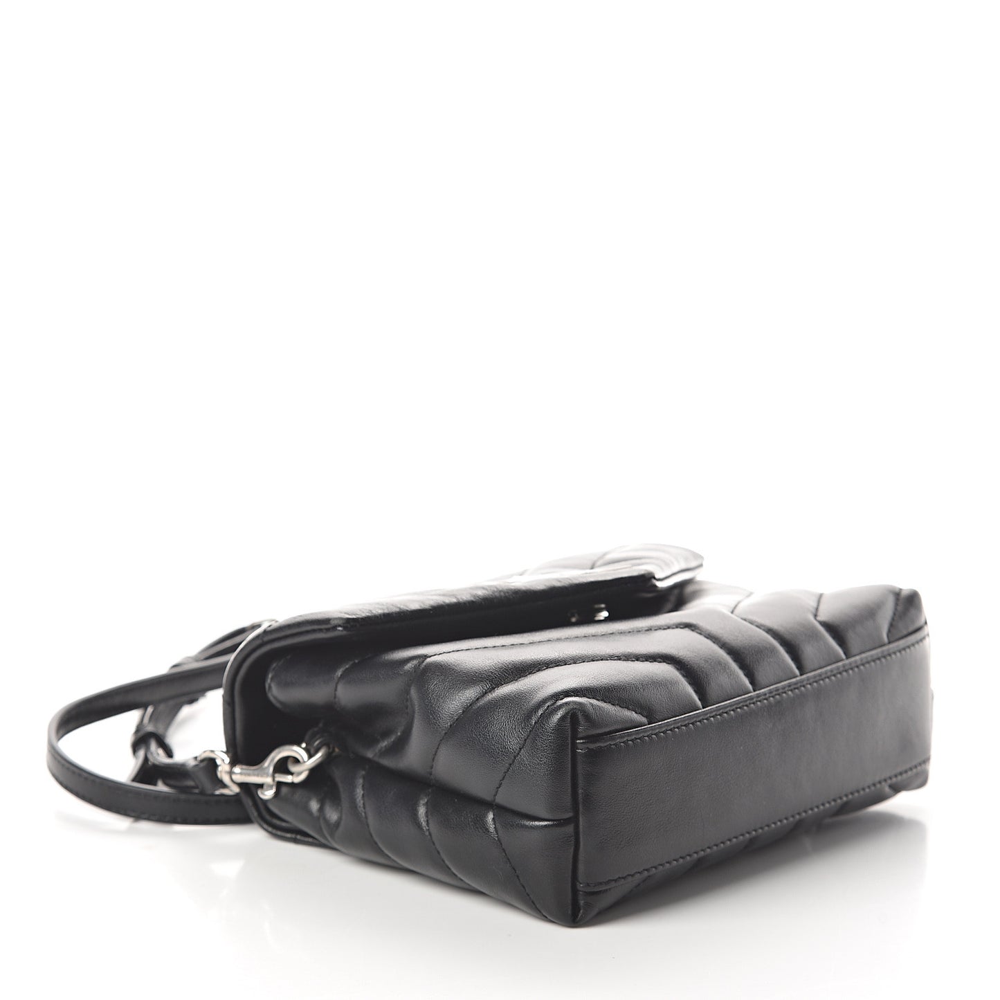 Calfskin Y Quilted Monogram Toy Loulou Crossbody Bag Black