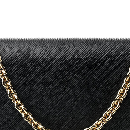 Salvatore Ferragamo Hammered Calfskin Vara Wallet On Chain Black 8 of 11