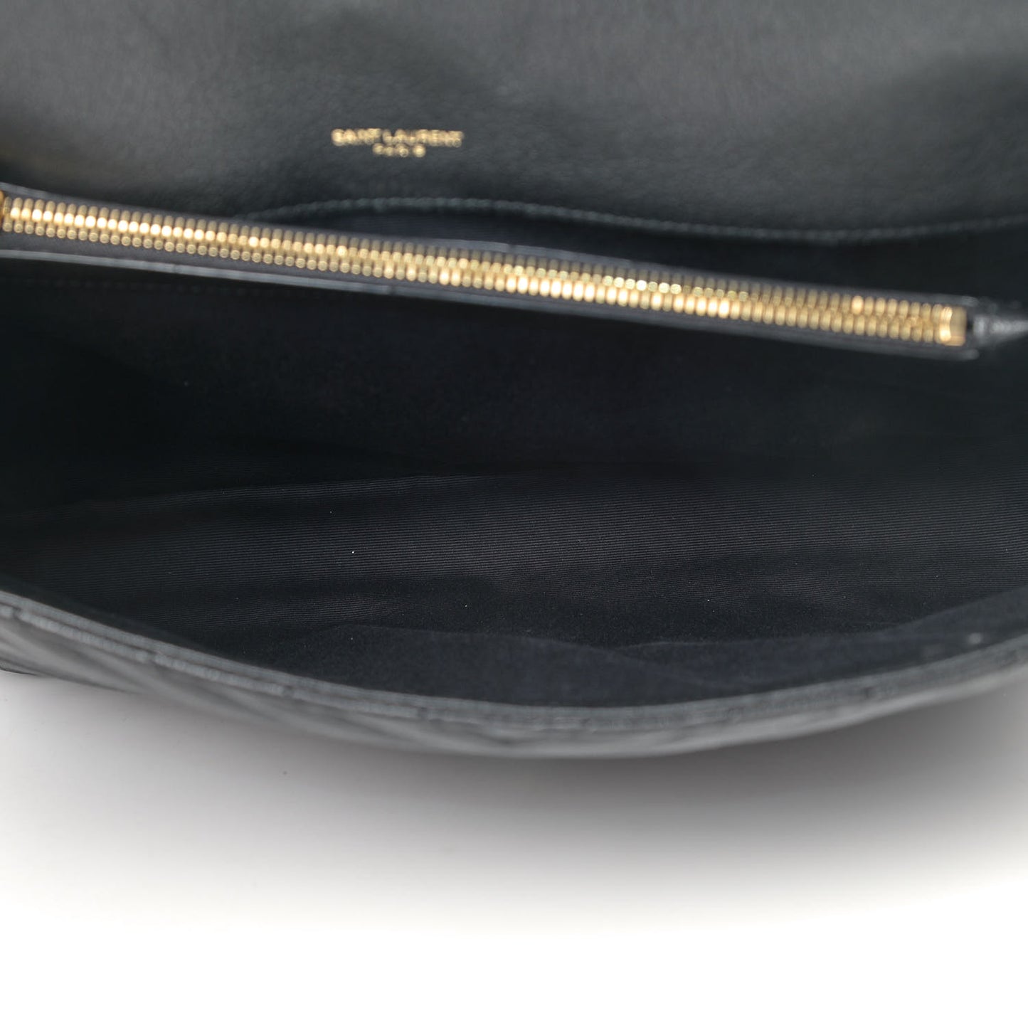 Sheepskin Matelasse Chevron Monogram Large College Satchel Black