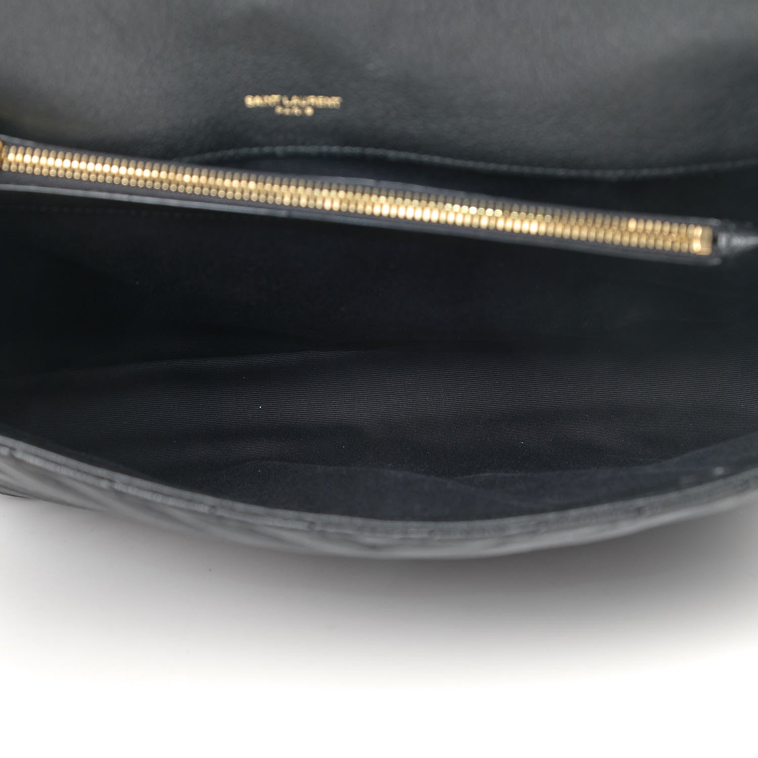 Saint Laurent Sheepskin Matelasse Chevron Monogram Large College Satchel Black 4 of 5