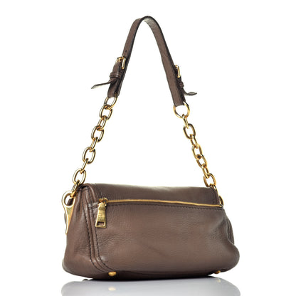 Prada Vitello Daino Chain Hobo Brown 3 of 9