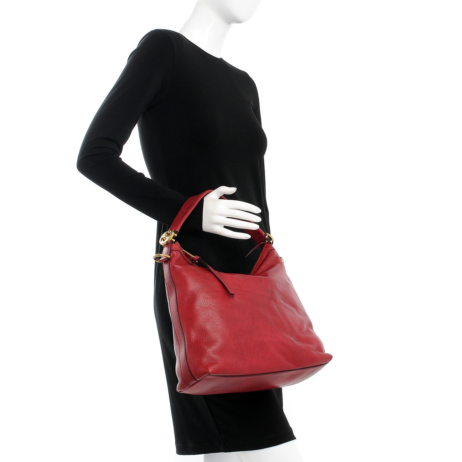 Gucci Pebbled Calfskin Small Miss GG Hobo Red 3 of 8