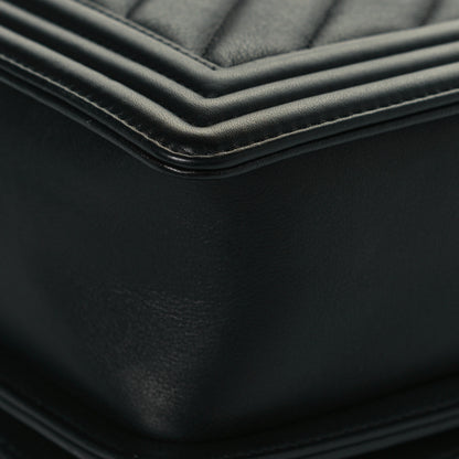 Chanel Calfskin Chevron Quilted New Medium Boy Flap Black 12 of 13