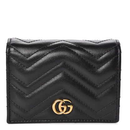 Gucci Calfskin Matelasse GG Marmont Card Case Wallet Black 1 of 7