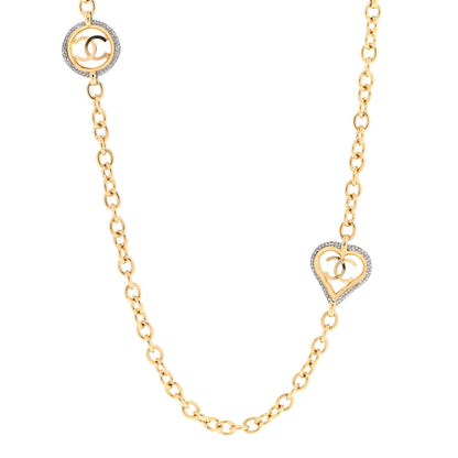 Chanel Crystal CC Chain Heart Necklace Gold 1 of 6