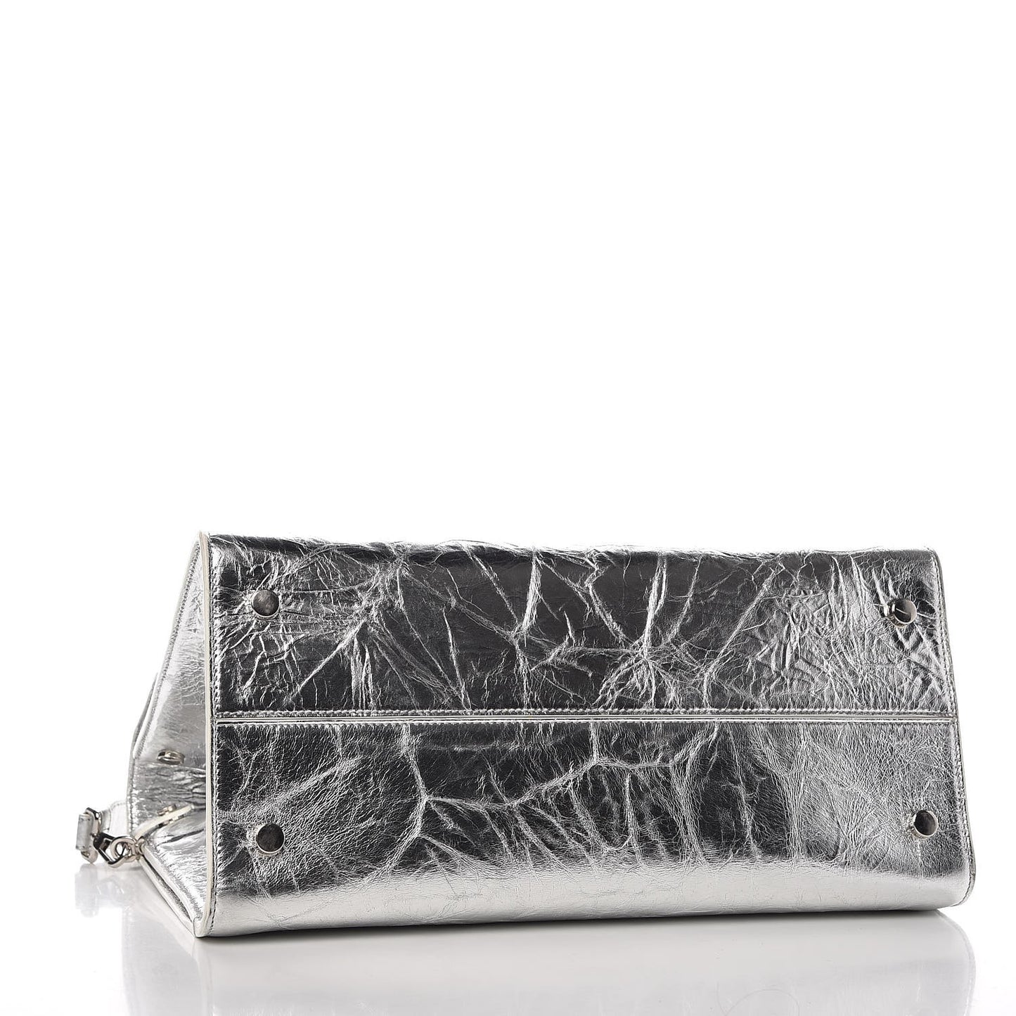 Metallic Calfskin Large Diorever Flap Silver