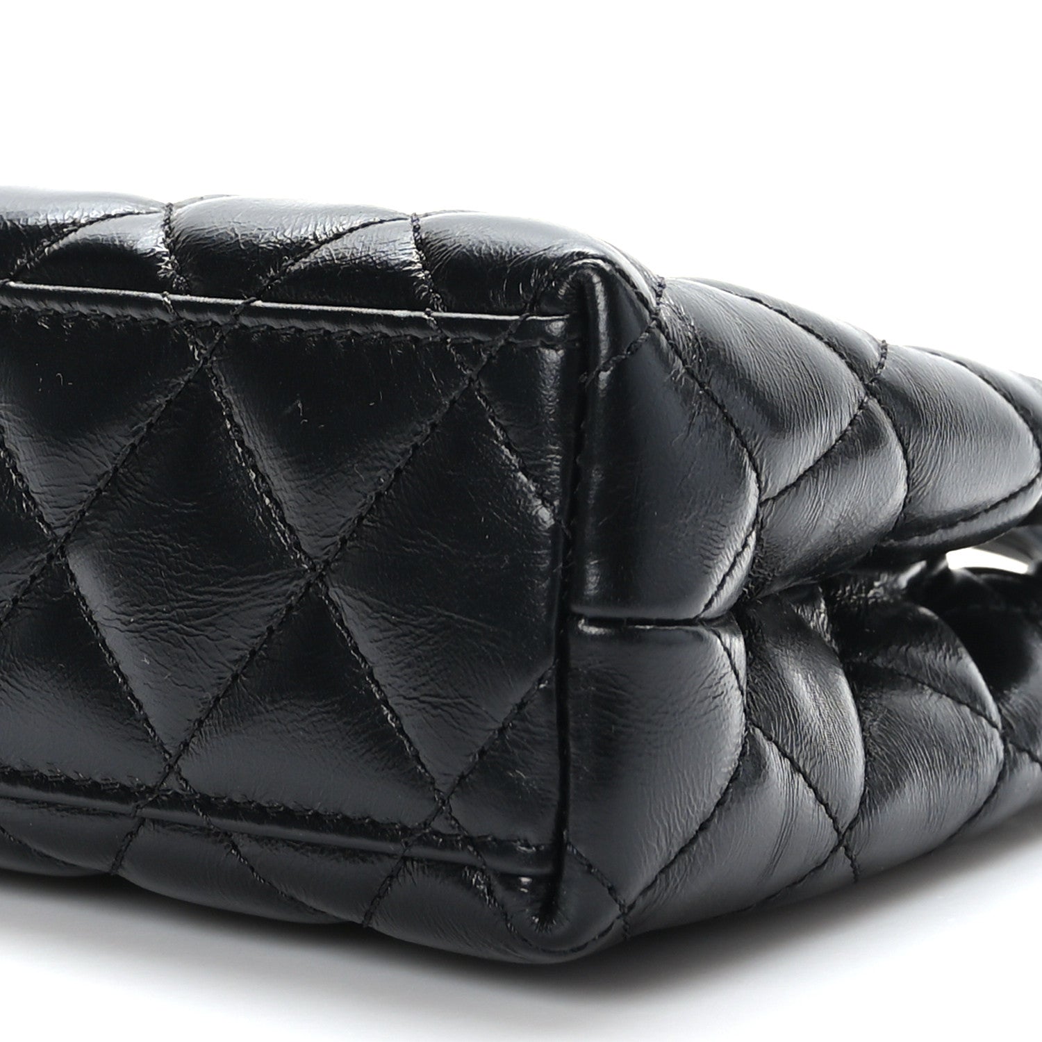Chanel Shiny Aged Calfskin Quilted Nano Kelly Shopper Black 9 of 10