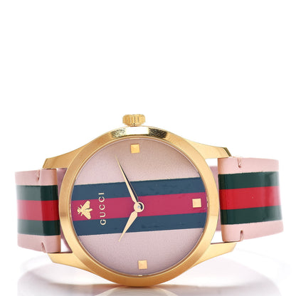 Gucci Stainless Steel Calfskin 38mm G-Timeless Stripe Web Quartz Watch Pink 3 of 5