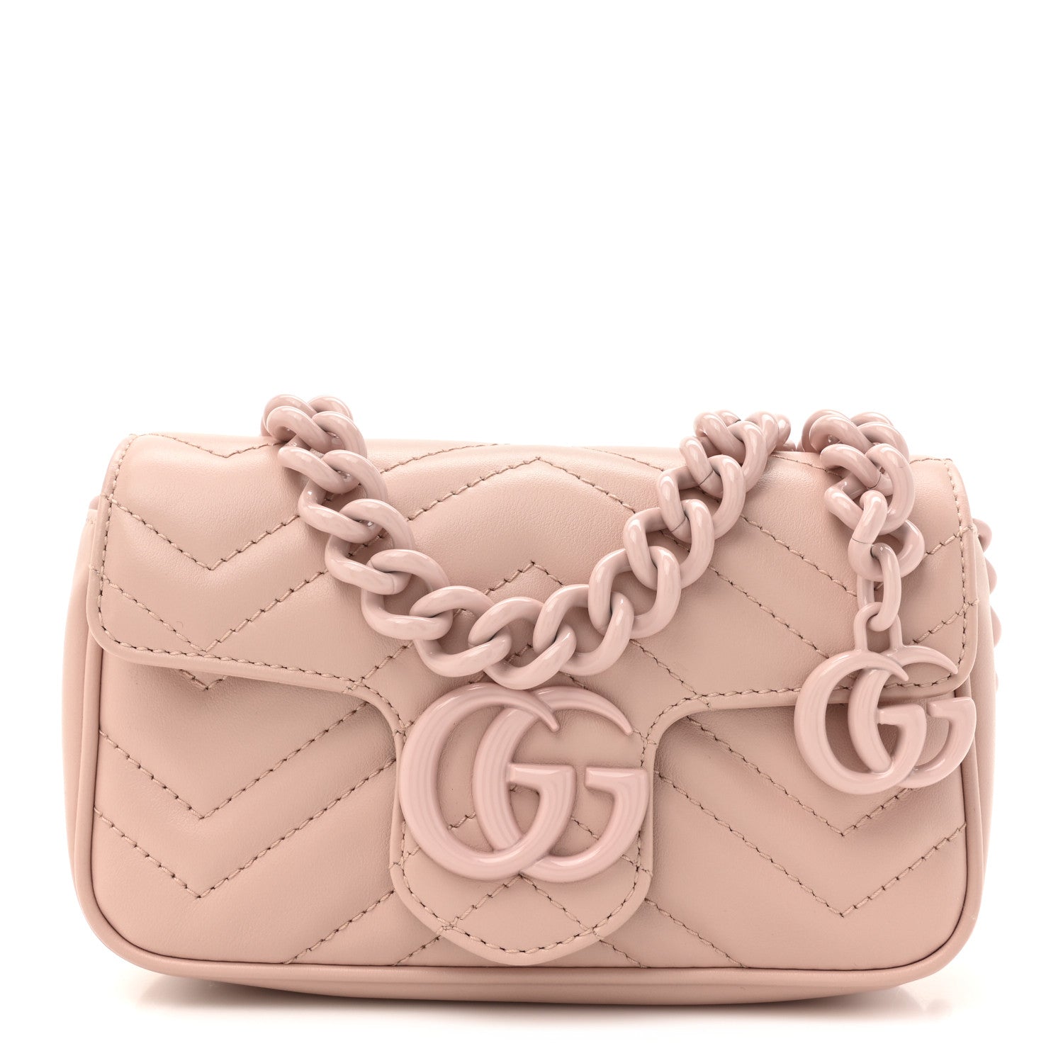 Gucci Calfskin Matelasse Monochrome GG Marmont Chain Belt Bag Perfect Pink 1 of 11