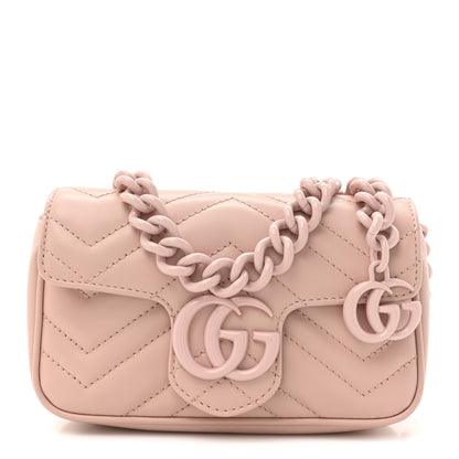Gucci Calfskin Matelasse Monochrome GG Marmont Chain Belt Bag Perfect Pink 1 of 11
