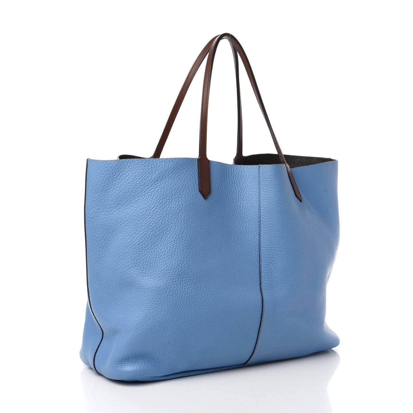 Grained Calfskin Large Antigona Tote Blue Brown