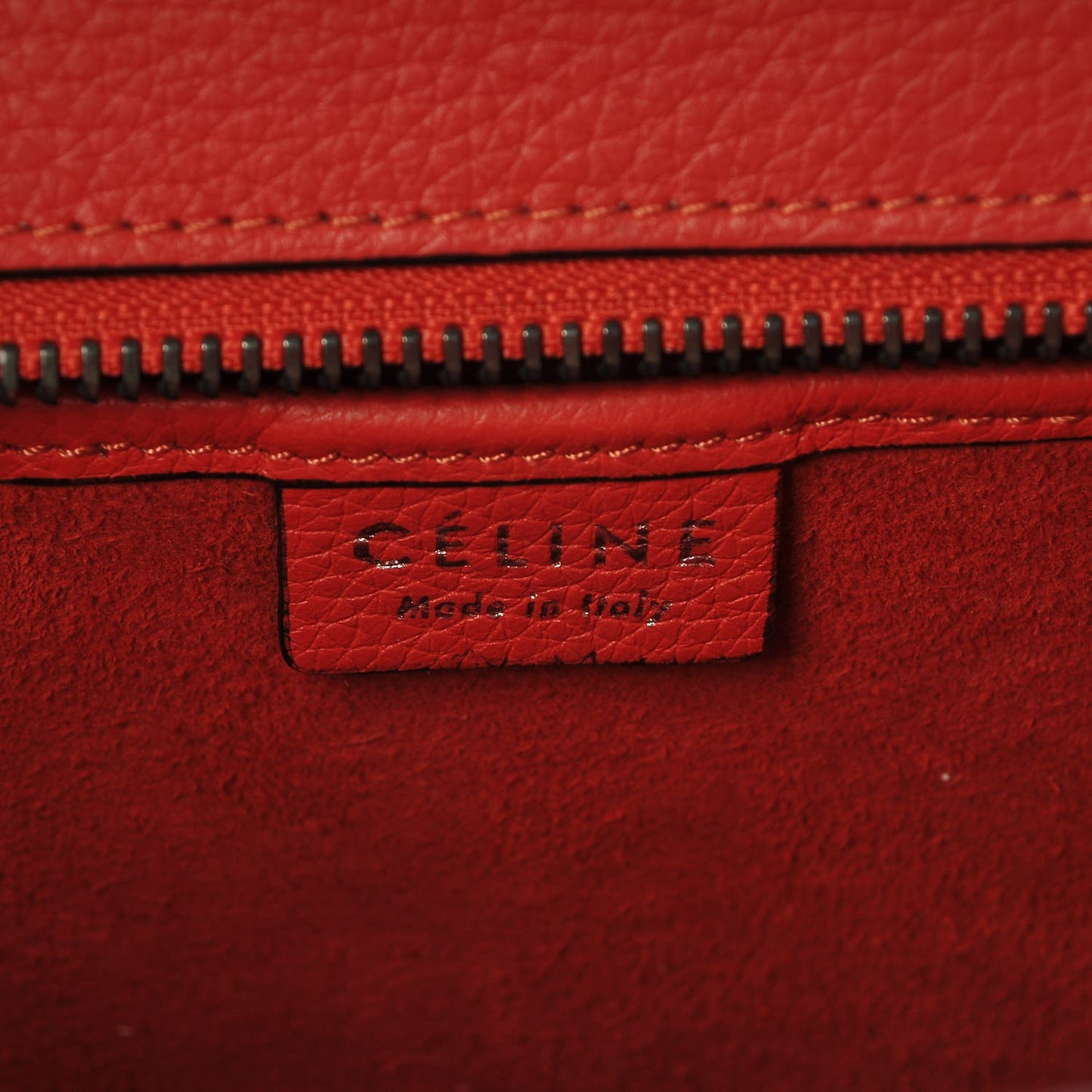 Drummed Calfskin Nano Luggage Vermillion
