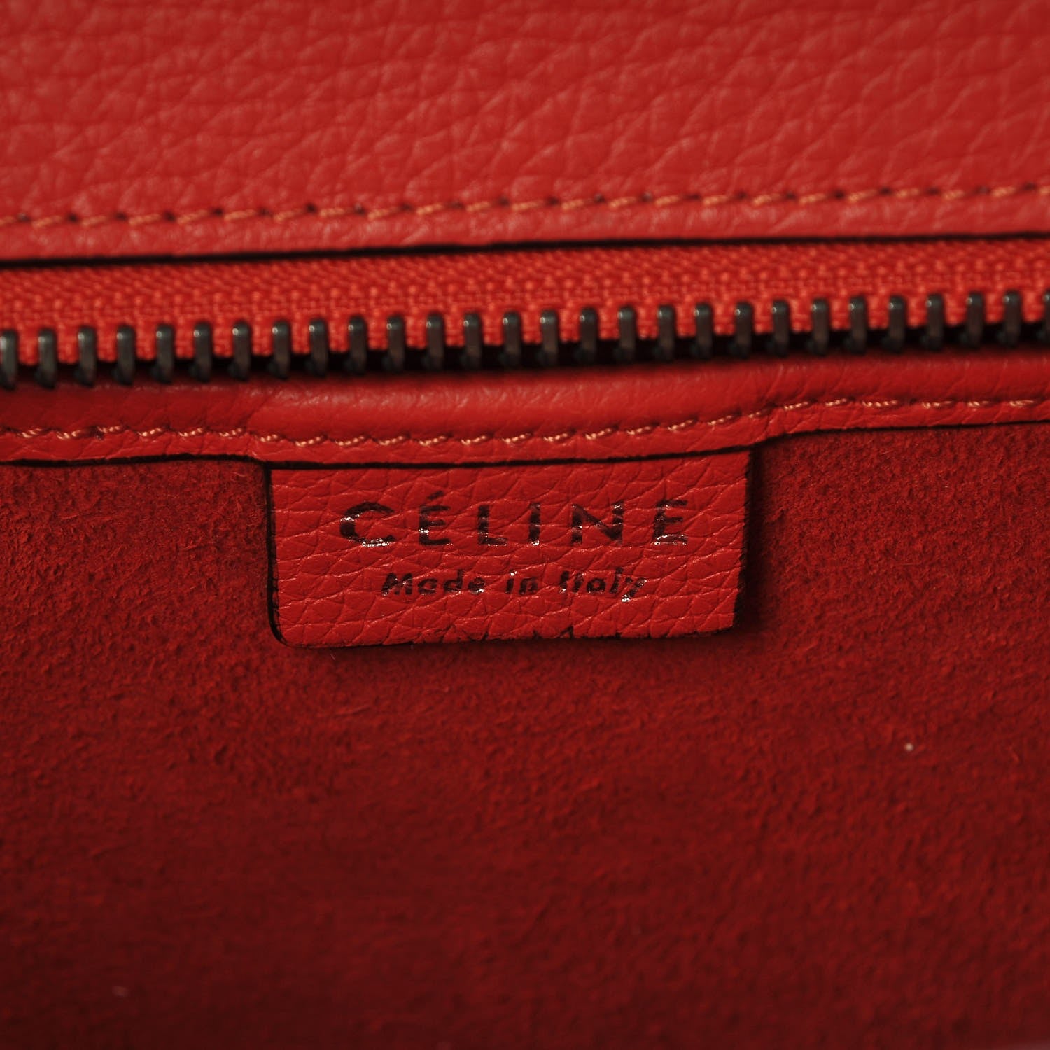 Celine Drummed Calfskin Nano Luggage Vermillion 6 of 6