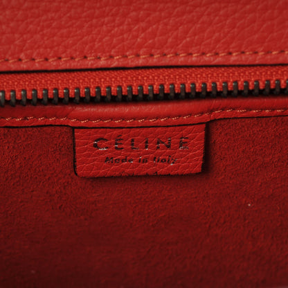 Celine Drummed Calfskin Nano Luggage Vermillion 6 of 6