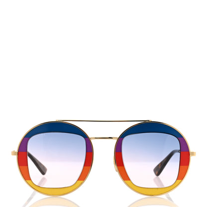 Gucci Round Frame Sylvie Web Sunglasses GG0105S Gold Multicolor 2 of 9