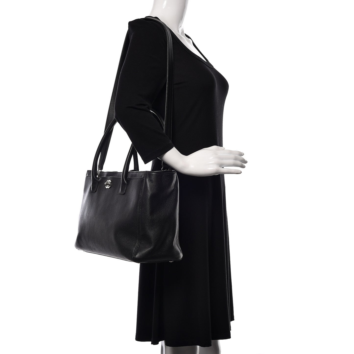 Calfskin Cerf Shopper Tote Black